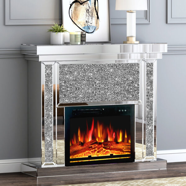 36'' W Propane Stove & Radiator, Brushed Steel Matte, Fiber Optic Glow
