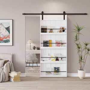 96" H Galvanized Metal Louver-Style Sliding Door w/ Magnetic Catch Set