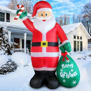 8FT Inflatable Christmas Grinch with LED Lights - Outdoor Holiday Yard Decoration with Vegetables & Trash Bag