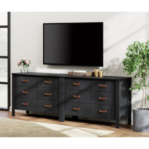 Orion 60.0" W Narrow Rustic 8-Drawer Cabinet - Livingroom Organizer