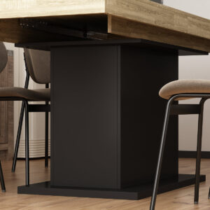 Lucien Fixed Coffee Table - Rustic Brushed Steel, Seats 2-4, Compact