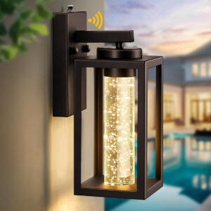 Satin Brass Indoor Wall Sconce Battery-Operated LED Smoked Seedy Glass