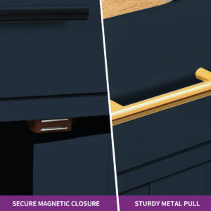 Cushing Kitchen Island: Quartz Surface & Pet Food Dispenser Cabinet