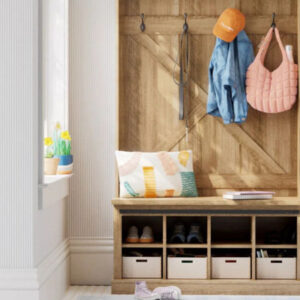 Metallic Teal Geometric Mural on Stone Slab - Hang & Remove Accents