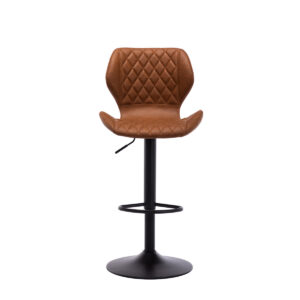 Enmond Genuine-Leather Fixed-Height Non-Swivel Bar Chairs, Set of 2