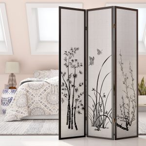 Evaline 70.5" Tall Solid Wood Folding Privacy Screen Room Divider