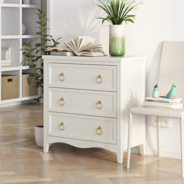 Industrial Walnut 2-Drawer Storage Cabinet with Brushed Steel Pulls