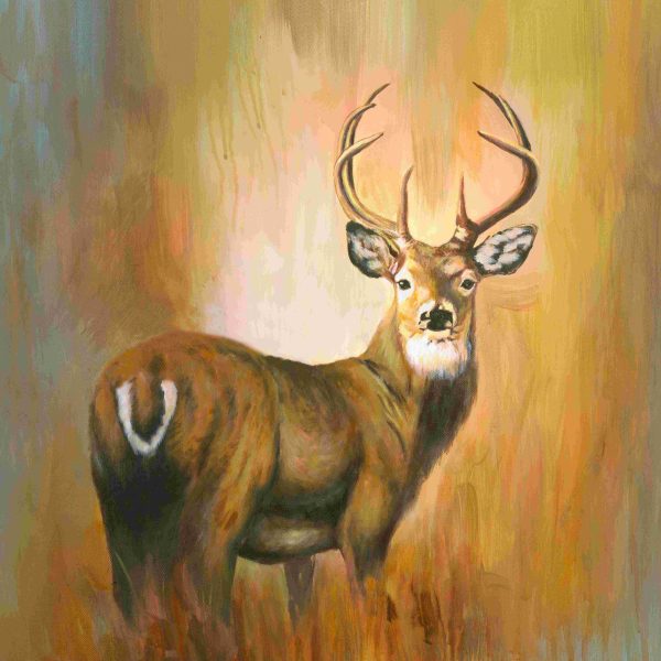 Golden Deer Days Art Print - Vintage Wildlife Wall Decor