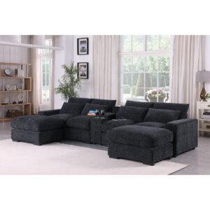 Langford Pair Metal-Frame Loveseat and Ottoman, Vintage Leather Modular