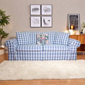 Red Black Striped Leather Sofa 82.6" - Modern Sectional Couch