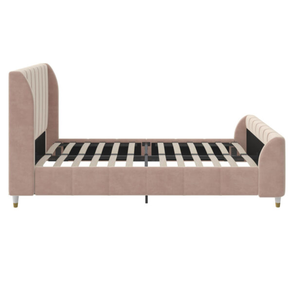 Orion Leather Canopy Bed - Queen, Charcoal Black Upholstered Frame